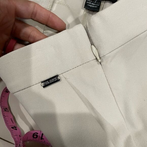 St John Cream Slim Dress Pants w/ Side Zip Closure Front Ankle Slit - Picture 7 of 15